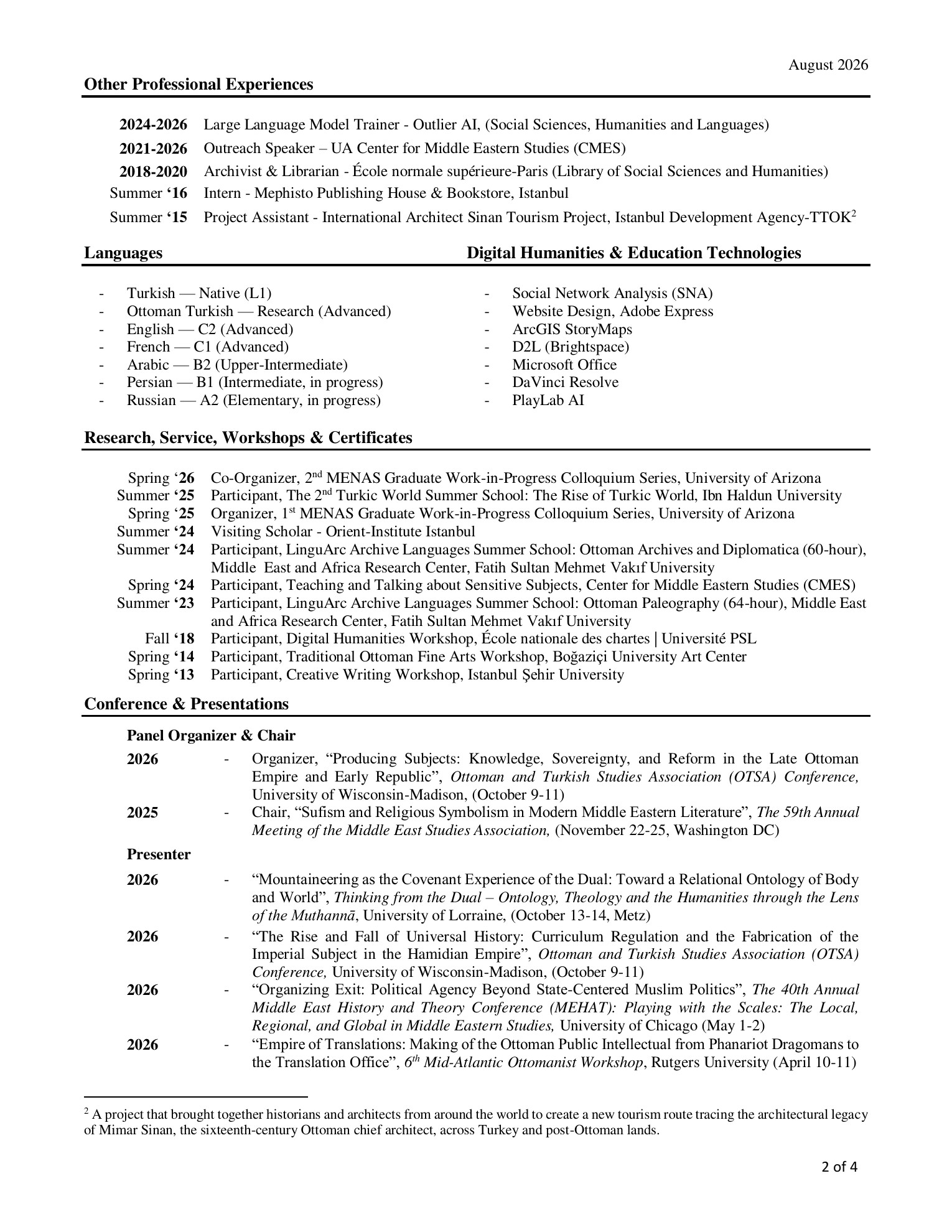 Muhammet Topal CV, page 2
