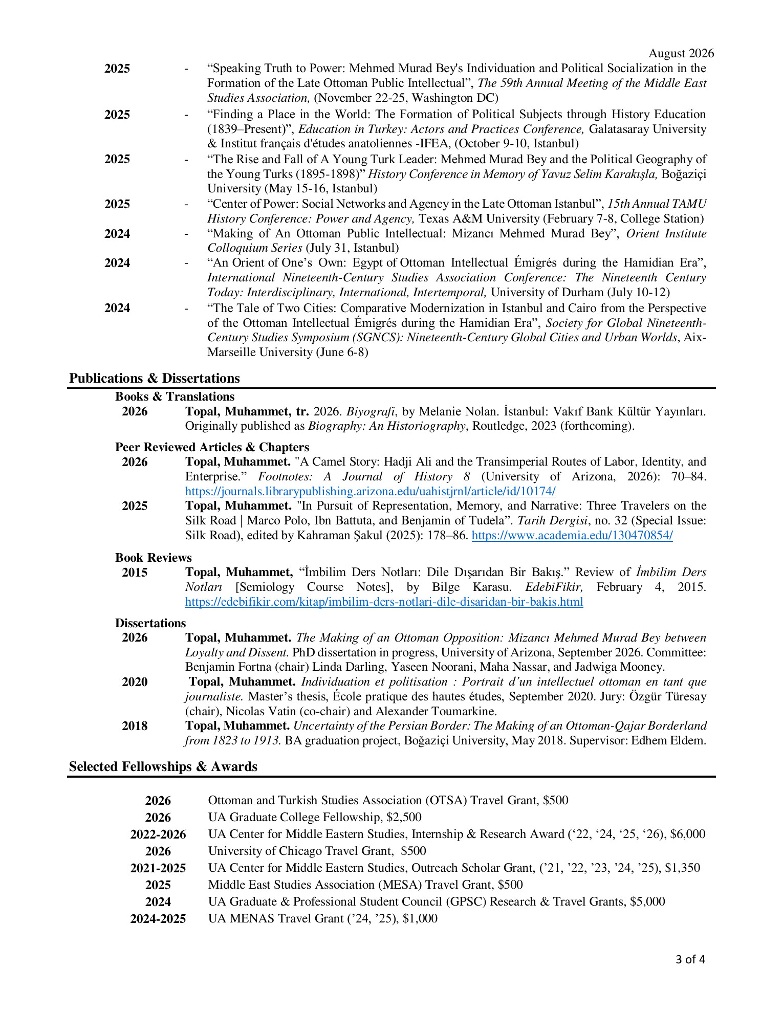 Muhammet Topal CV, page 3