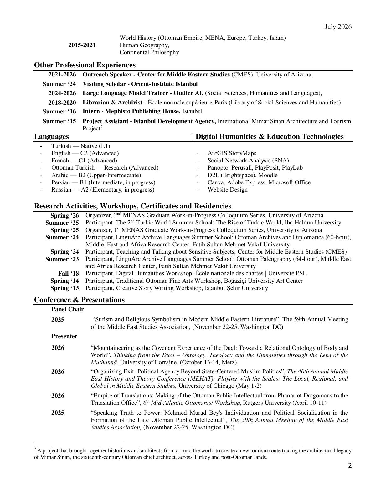 Curriculum Vitae page 2