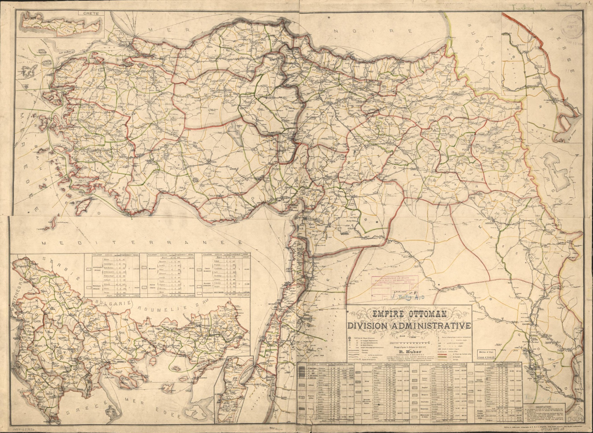 Administrative division map of the Ottoman Empire from 1899
