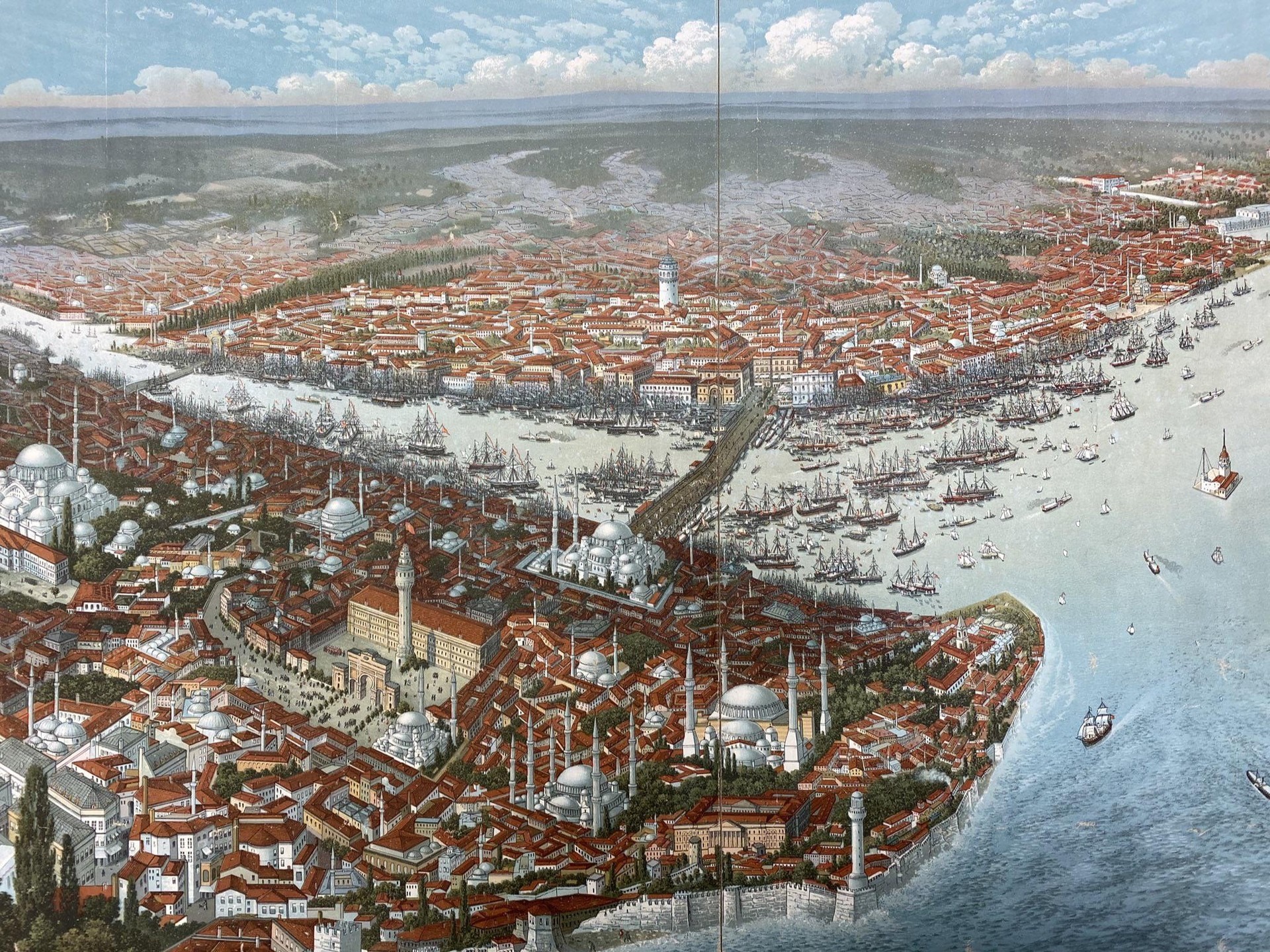 Nineteenth-century panoramic view of Constantinople and the Golden Horn