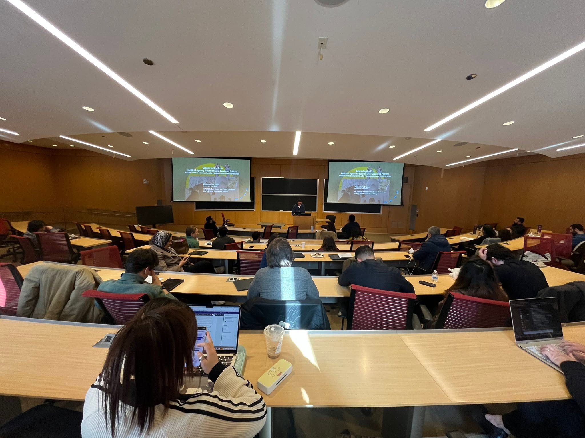 Academic presentation in a university lecture hall